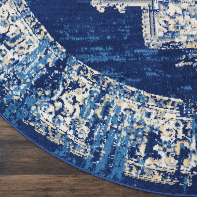 Bungalow Rose Burnie Oriental Blue/White Area Rug & Reviews Wayfair